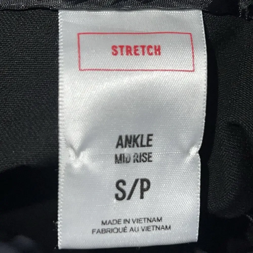 Express Womens S Black Ankle Pants Pearl Side Trim Mid Rise Stretch